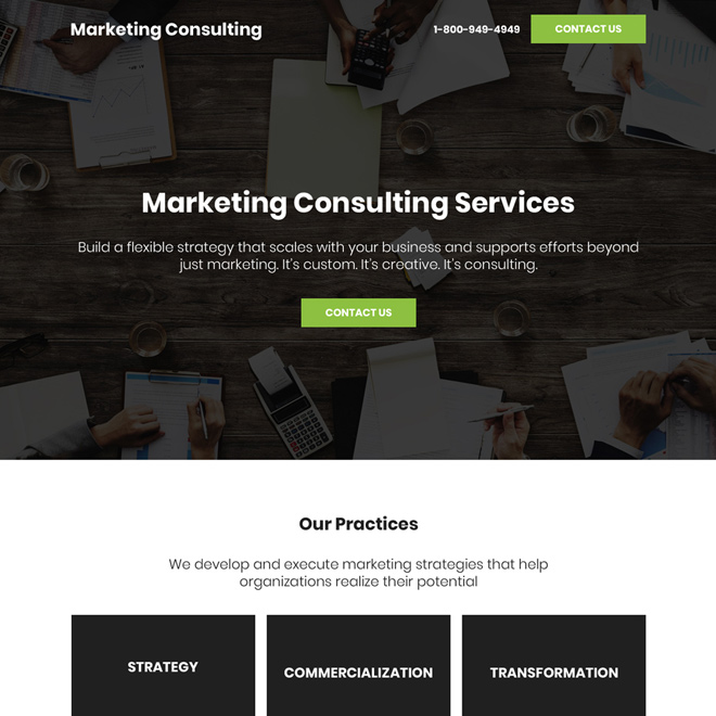 marketing consultancy services bootstrap landing page design Marketing example