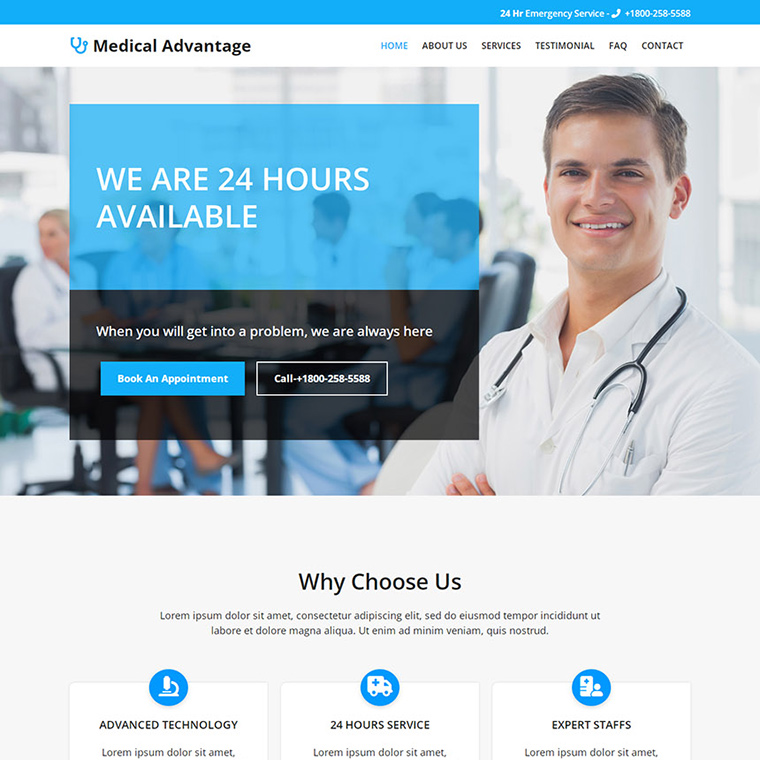 emergency medical services responsive website design Medical example