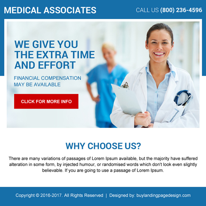 clean medical associates ppv landing page design