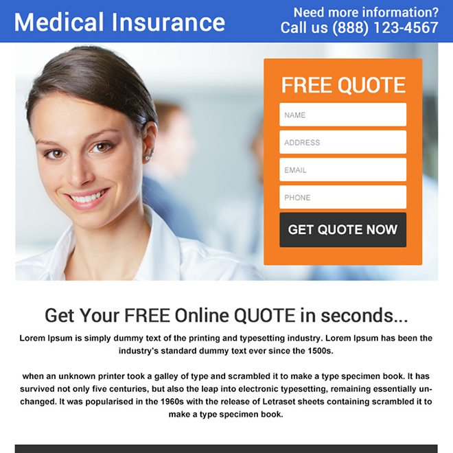 medical insurance service lead capture PPV design Health Insurance example