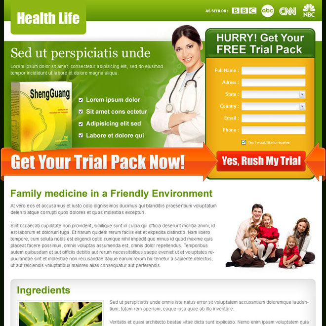medical product lead capture landing page template Medical example