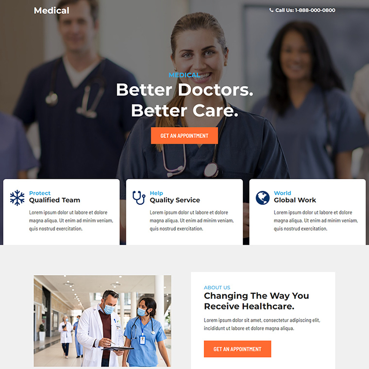 medical service appointment booking responsive landing page Medical example