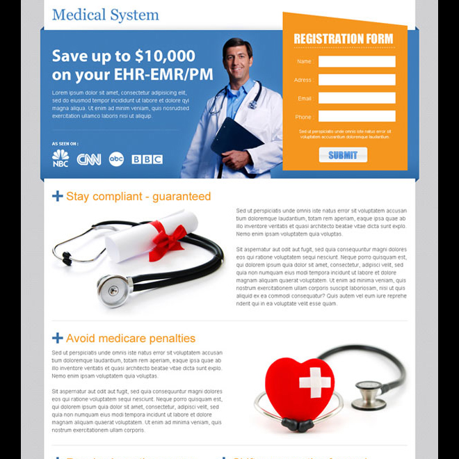 medical service lead capture page design Medical example