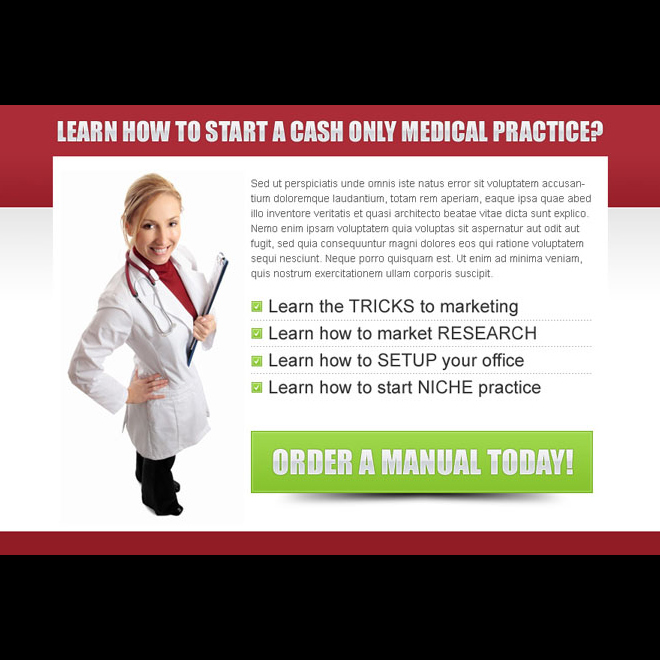 start a cash only medical practice clean ppv landing page design