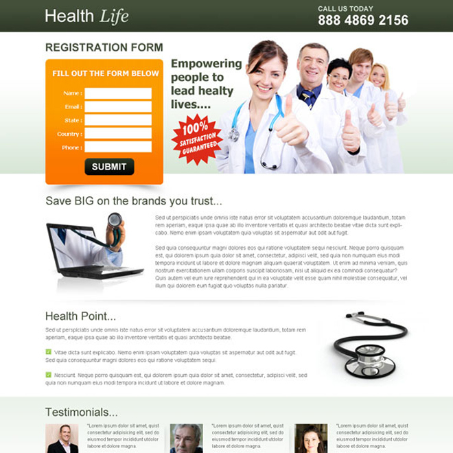 healthy life registration lead capture page to boost your leads