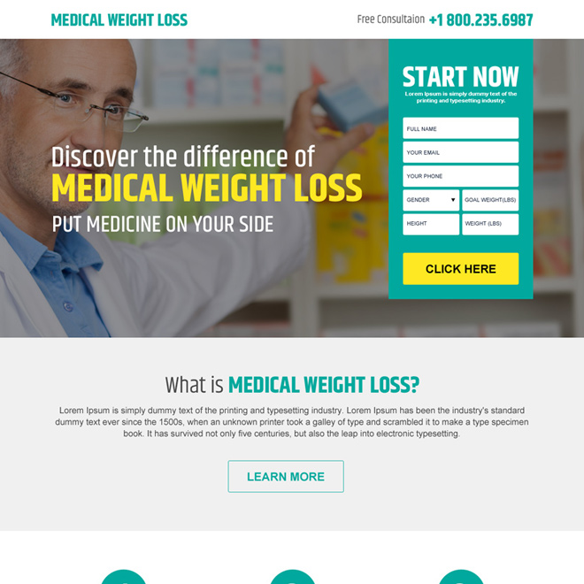 medical weight loss consultation responsive landing page design Weight Loss example