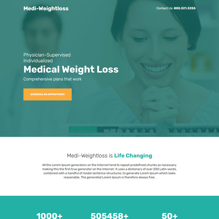 medical weight loss lead capture landing page design Weight Loss example