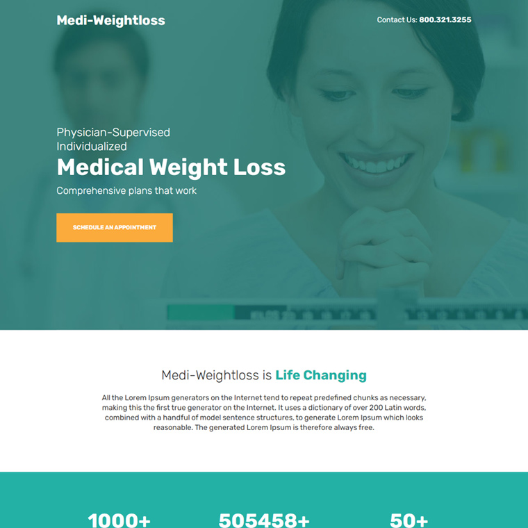 medical weight loss lead capture landing page design