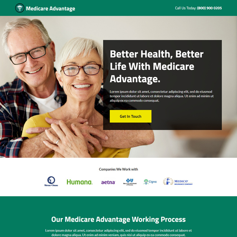 professional medicare advantage responsive landing page