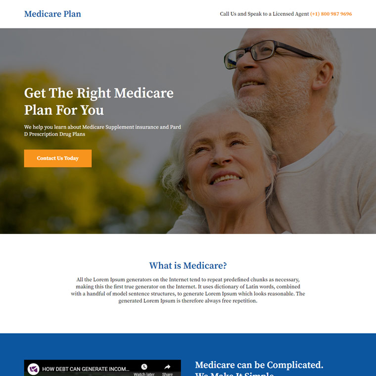 medicare plan mini responsive landing page design Medicare example
