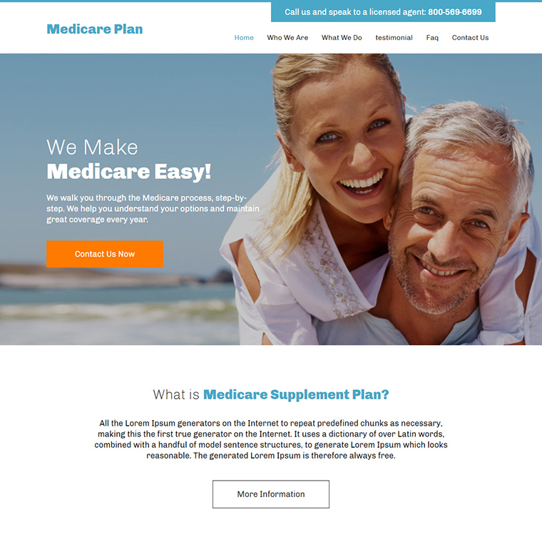 medicare supplement insurance company responsive website design Medicare example