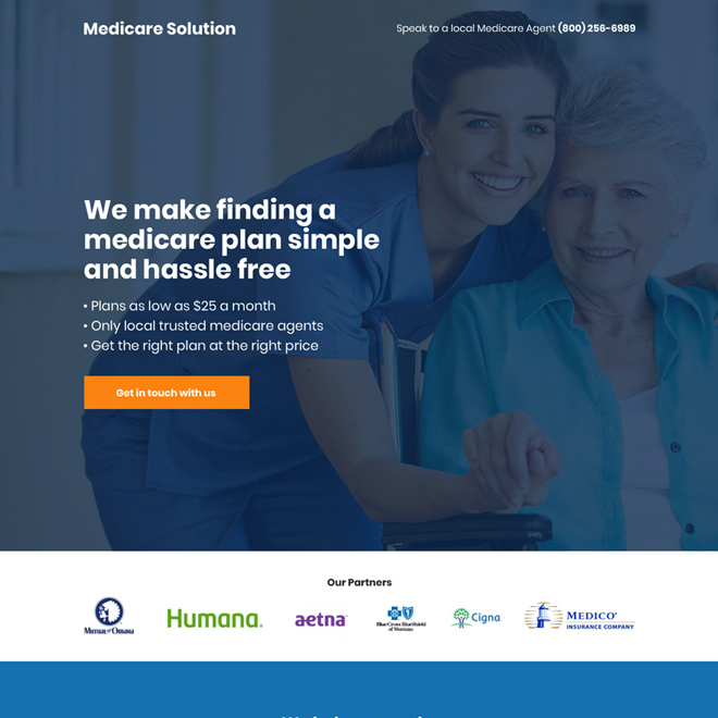 medicare solution mobile responsive landing page