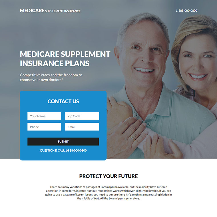 medicare supplement insurance plan responsive landing page Medicare example
