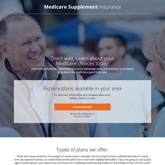 medicare supplement insurance responsive landing page design Medicare example