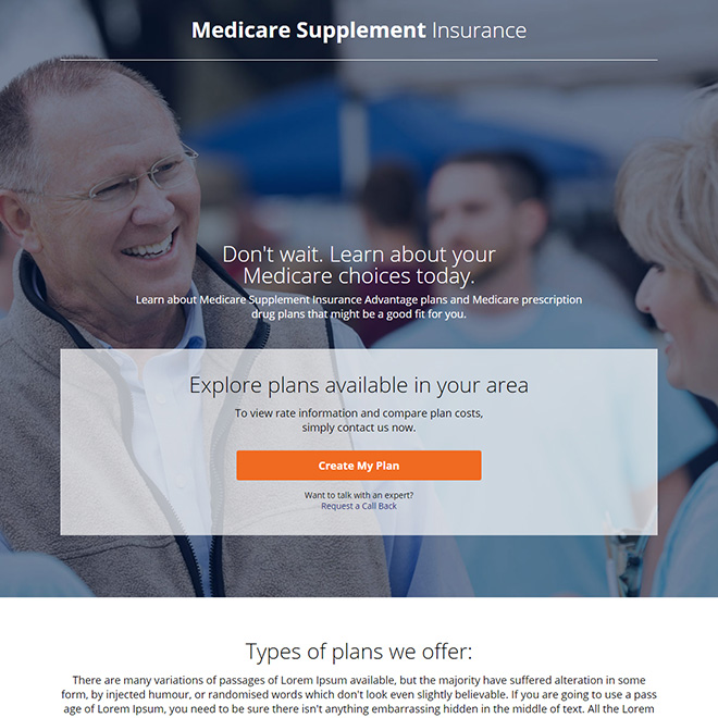 medicare supplement insurance responsive landing page design