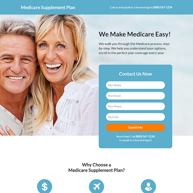 medicare supplement plan landing page design