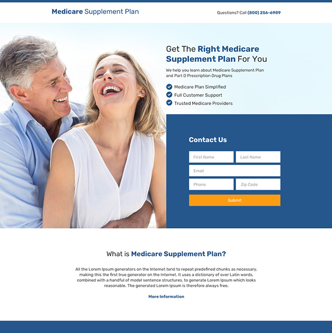 medicare supplement plans responsive landing page design Medicare example