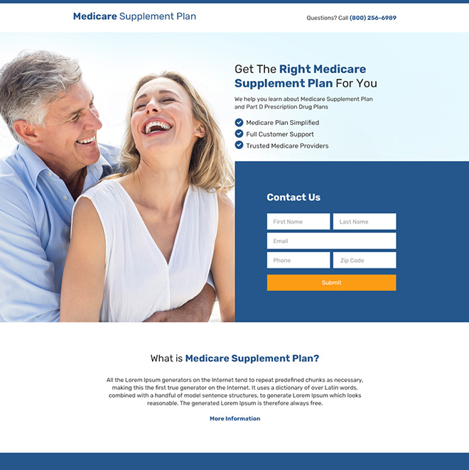 medicare supplement plans responsive landing page design