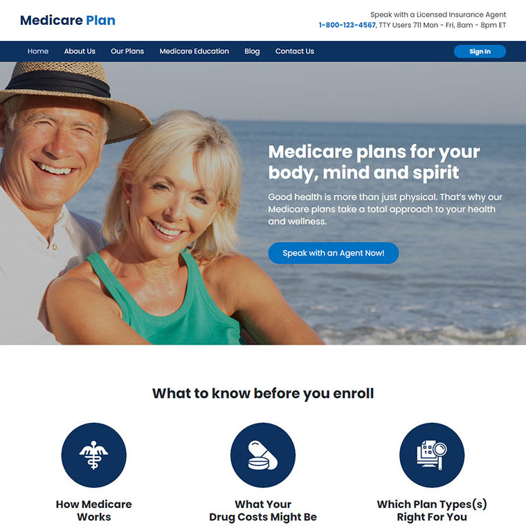medicare supplement plans responsive website design Medicare example