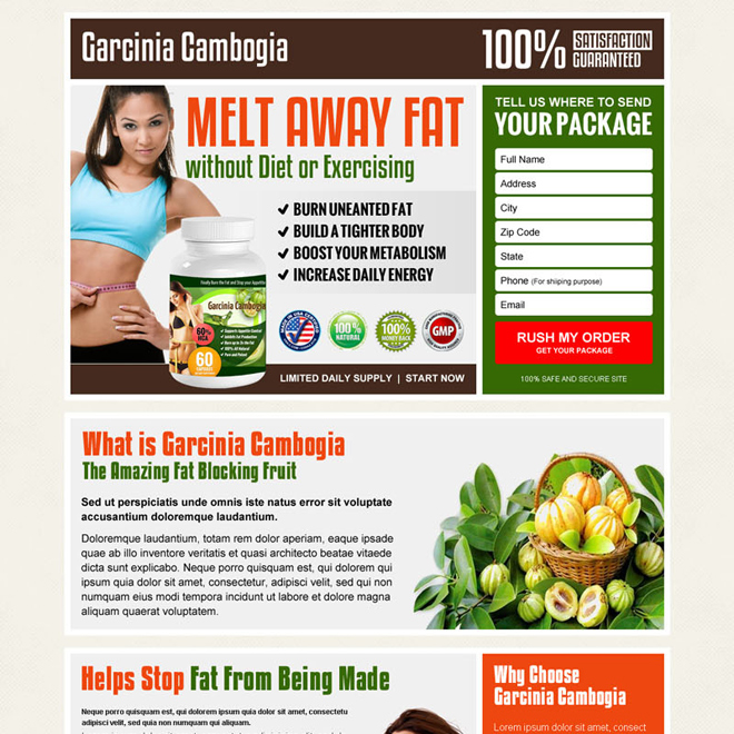 garcinia cambogia converting landing page design for effective weight loss