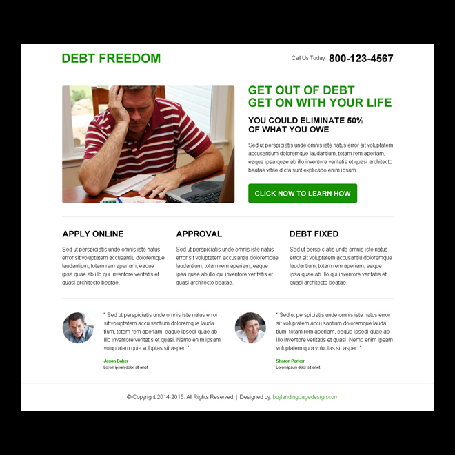 minimal debt business responsive landing page design template