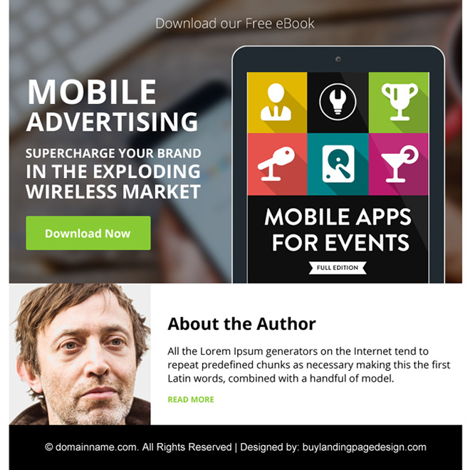 mobile advertising free ebook ppv landing page design