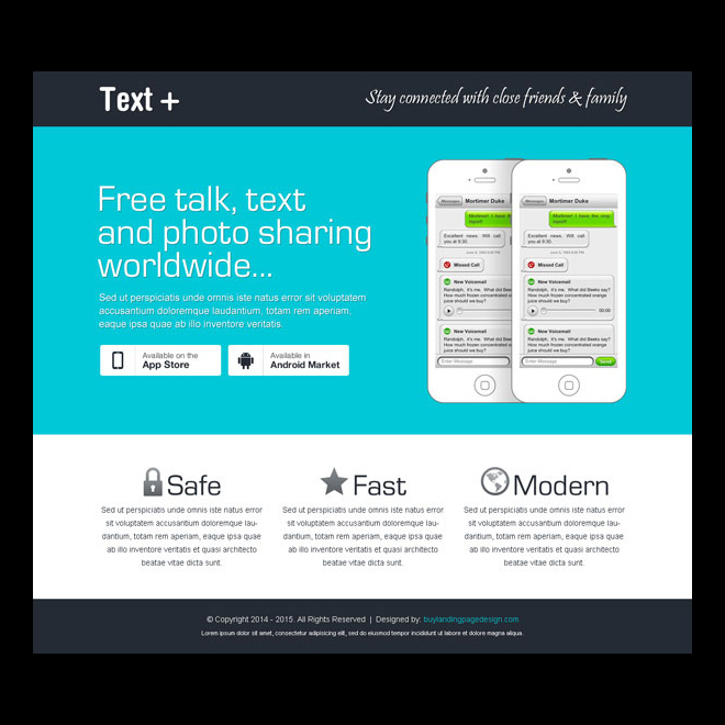 mobile application responsive landing page design templates Web Application example