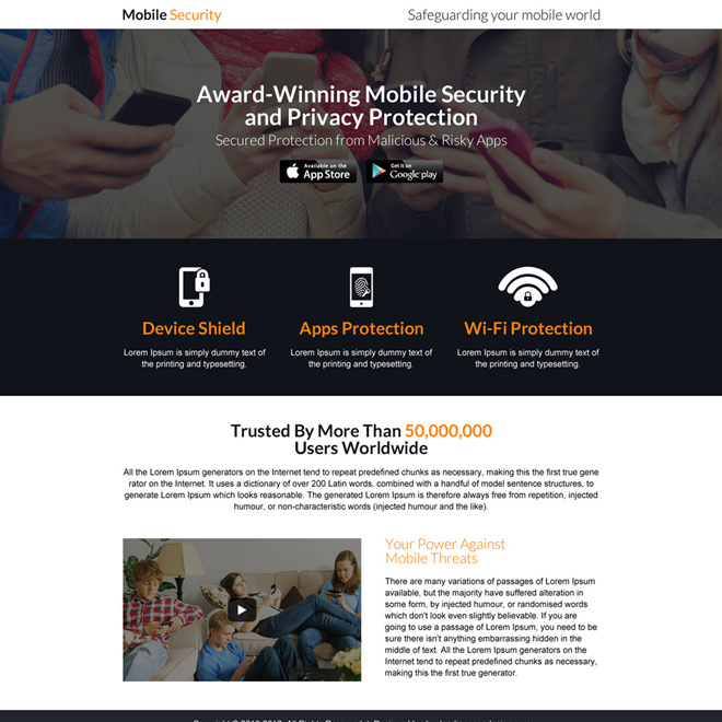 responsive mobile security software mini landing page