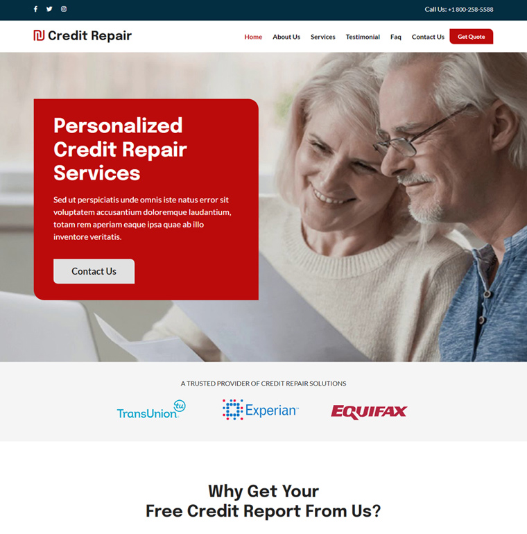 personalized credit repair responsive website design Credit Repair example