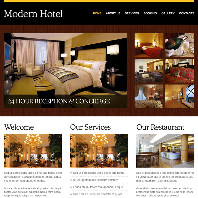 modern hotel converting and attractive html website template Hotel and Restaurant example