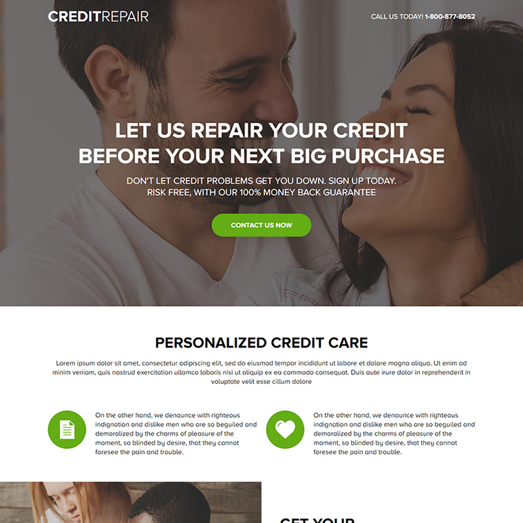 credit repair agency responsive landing page