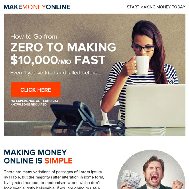 make money online eye-catching ppv landing page