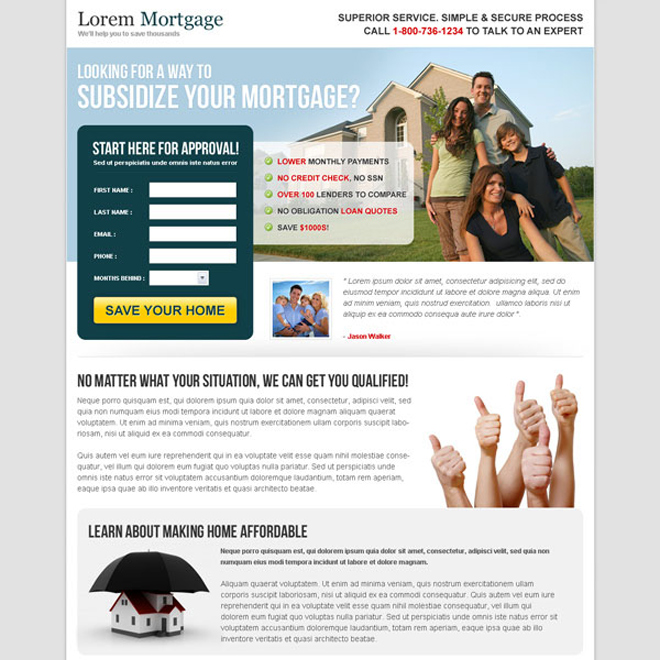 subsidized your mortgage most converting mortgage landing page design template