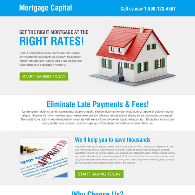 simple and clean mortgage capital call to action responsive landing page