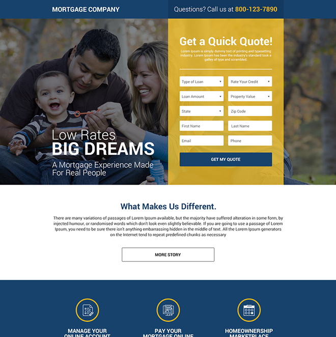 mortgage company lead capture responsive landing page design