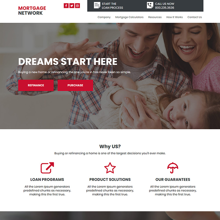 mortgage advisor lead capture responsive website design