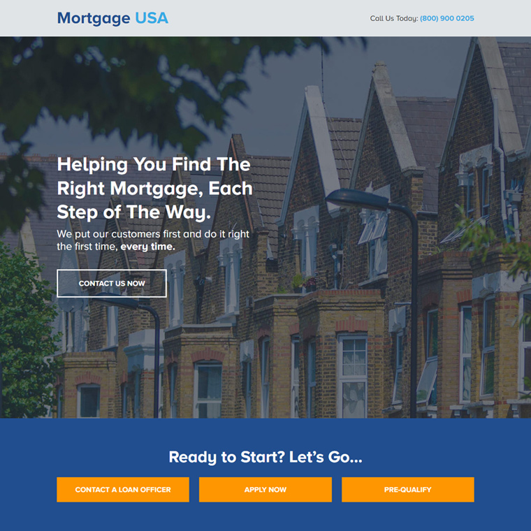 mortgage company lead capture responsive landing page Mortgage example