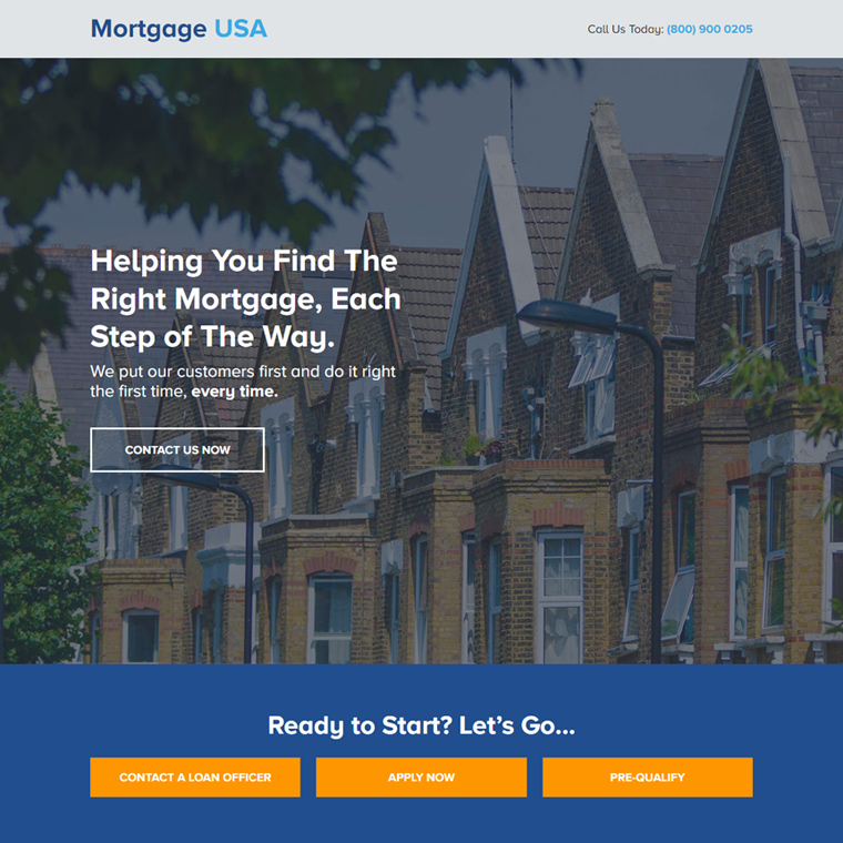 mortgage company lead capture responsive landing page