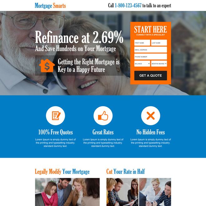 responsive mortgage consultant landing page design