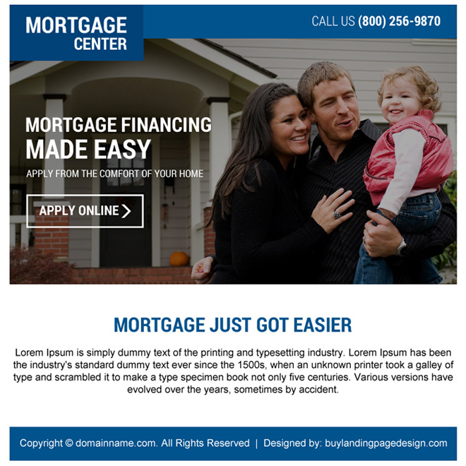 mortgage financing online application ppv landing page design