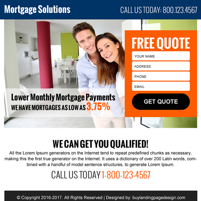 mortgage free quote ppv landing page design Mortgage example