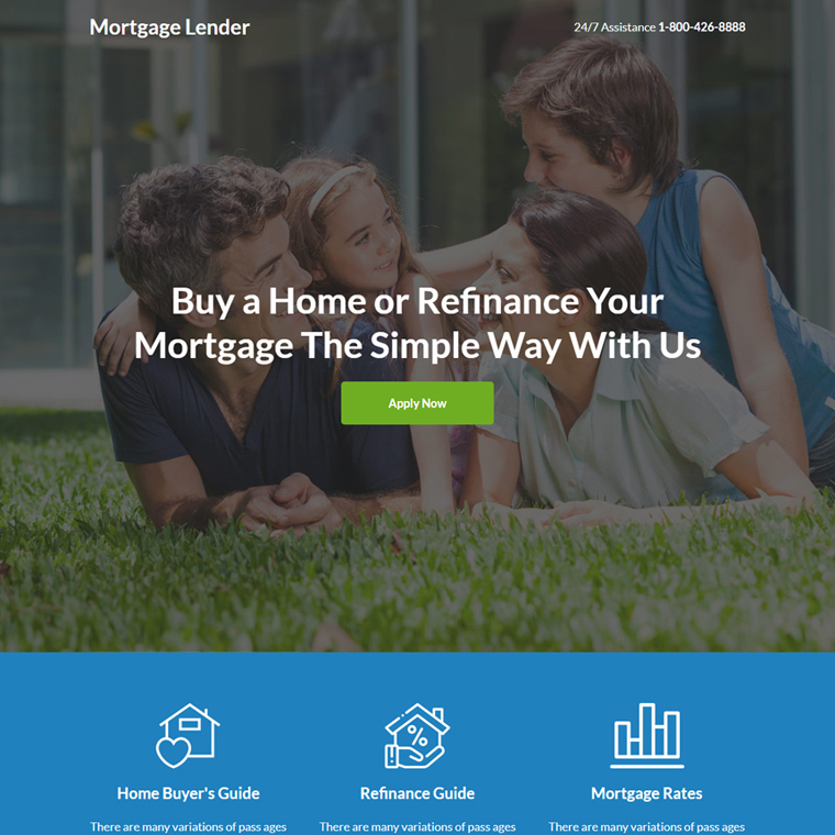 mortgage lender lead capture landing page design Mortgage example