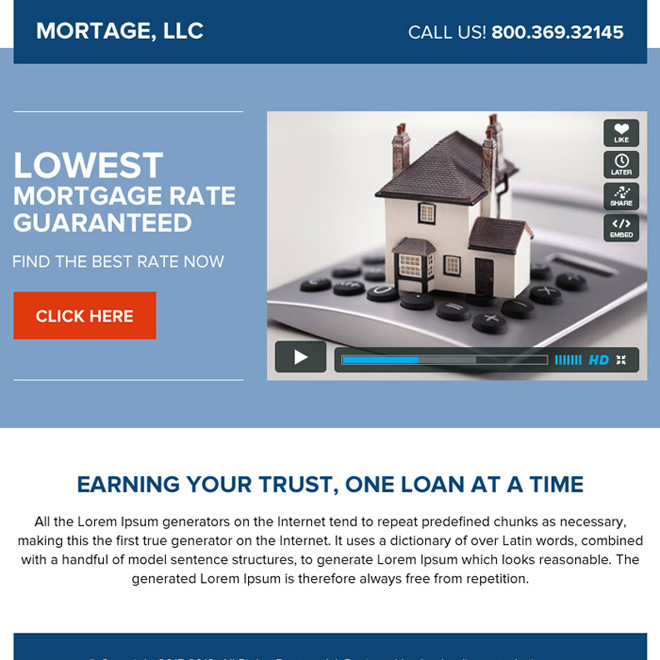 mortgage ppv landing page design with video Mortgage example