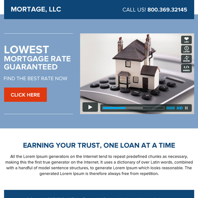 mortgage ppv landing page design with video