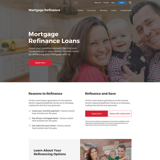 mortgage refinance loans responsive website design