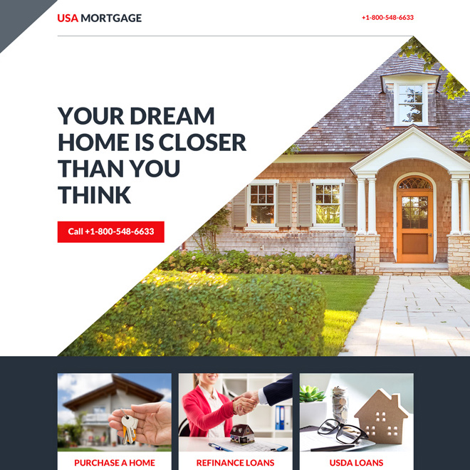 mortgage services click to call landing page