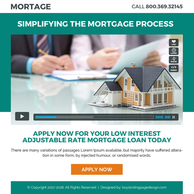 mortgage ppv landing page design with video Mortgage example