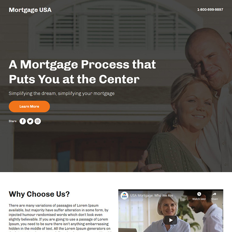 minimal mortgage service lead funnel design