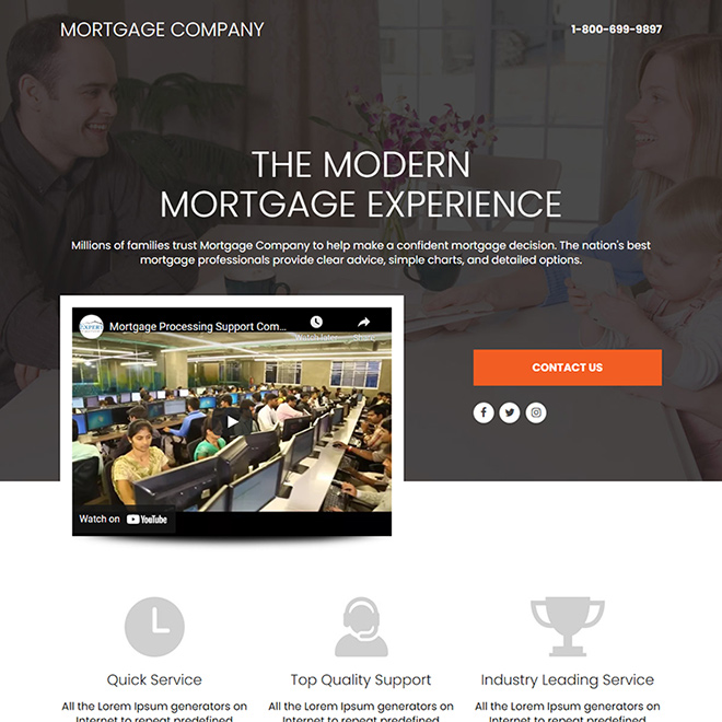 mortgage company responsive video funnel design Mortgage example