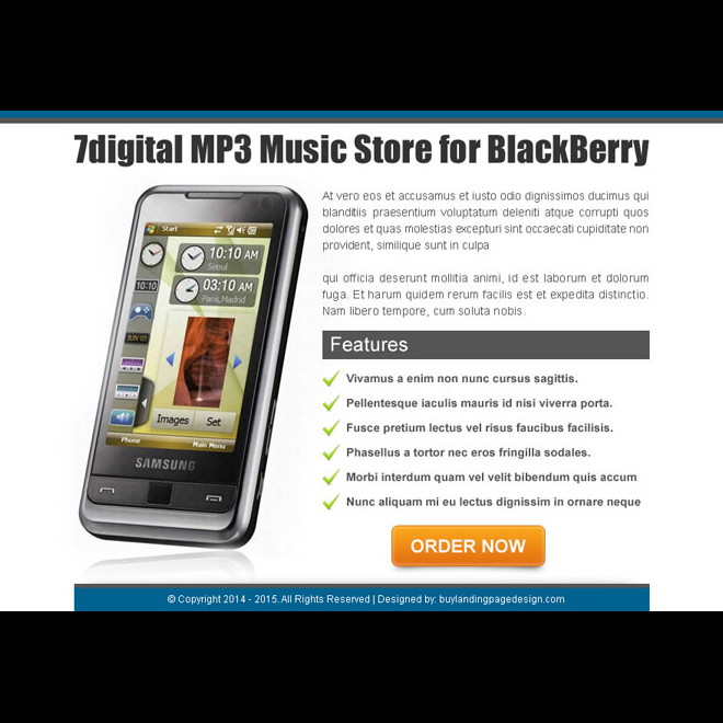 mps music store for blackberry high converting ppv landing page design